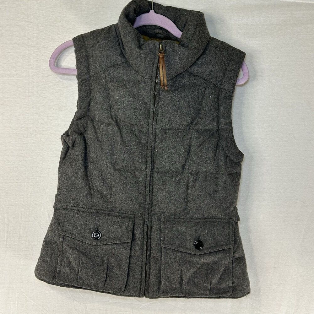Eddie Bauer EB550 Goose Down Yukon Gray Wool Blend Puffer Vest Women's Medium